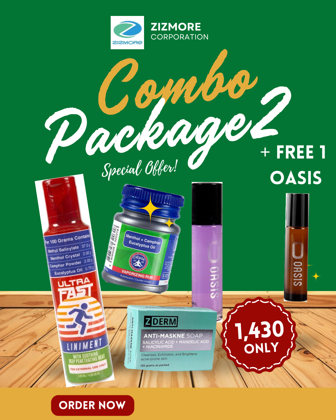 Zizmore Combo Package 2 | Buy 1 each of Ultrafast, Rub, Anti Maskne and lavender to get FREE 1 oasis.